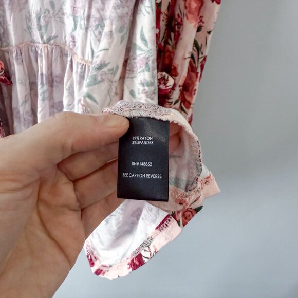 Torrid Pink Floral Tie-Front Peplum Cardigan – 6X | Boho Floral Layering Kimono - Picture 4 of 7